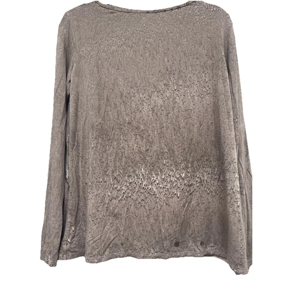 Tops - Annie Turbin Hand Dyed Watercolor Print Top Multi Taupe Sz 2 / Medium LS‎ Top